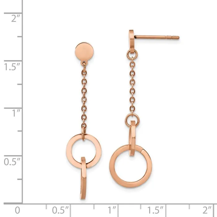 Earrings Stainless Steel Polished Rose IPplated Post Dangle Earrings Chisel Earrings Stainless Steel Polished Rose IPplated Post Dangle Earrings Chisel