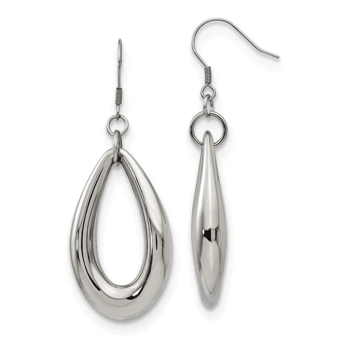 Earrings Stainless Steel Polished Teardrop Dangle Earrings Chisel