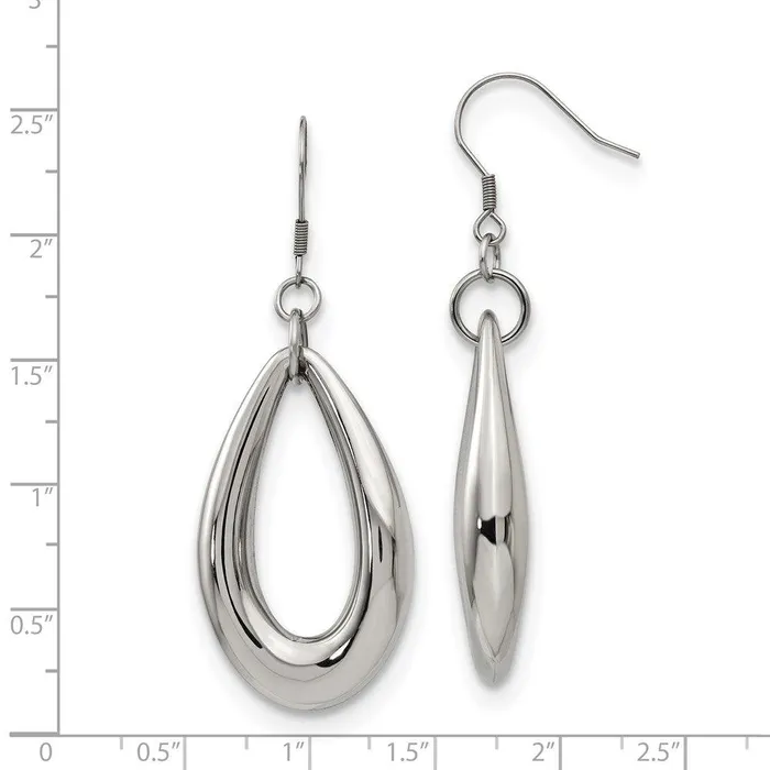 Earrings Stainless Steel Polished Teardrop Dangle Earrings Chisel Earrings Stainless Steel Polished Teardrop Dangle Earrings Chisel