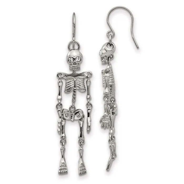 Earrings Stainless Steel Polished w Crystal Shepherd Hook Skeleton Earrings Chisel Earrings Stainless Steel Polished w Crystal Shepherd Hook Skeleton Earrings Chisel