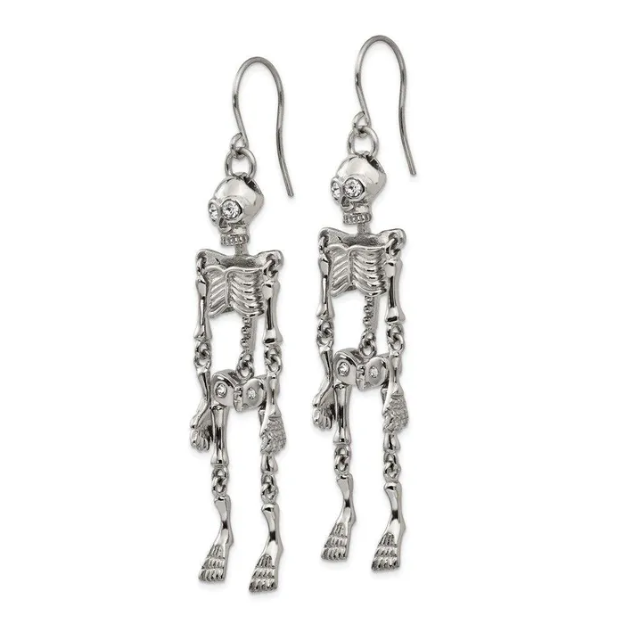 Earrings Stainless Steel Polished w Crystal Shepherd Hook Skeleton Earrings Chisel Earrings Stainless Steel Polished w Crystal Shepherd Hook Skeleton Earrings Chisel