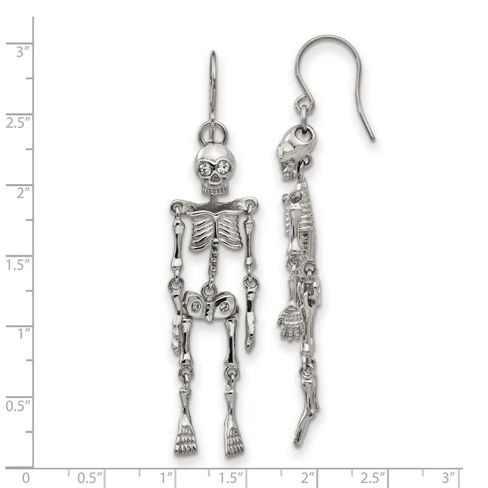 Earrings Stainless Steel Polished w Crystal Shepherd Hook Skeleton Earrings Chisel Earrings Stainless Steel Polished w Crystal Shepherd Hook Skeleton Earrings Chisel