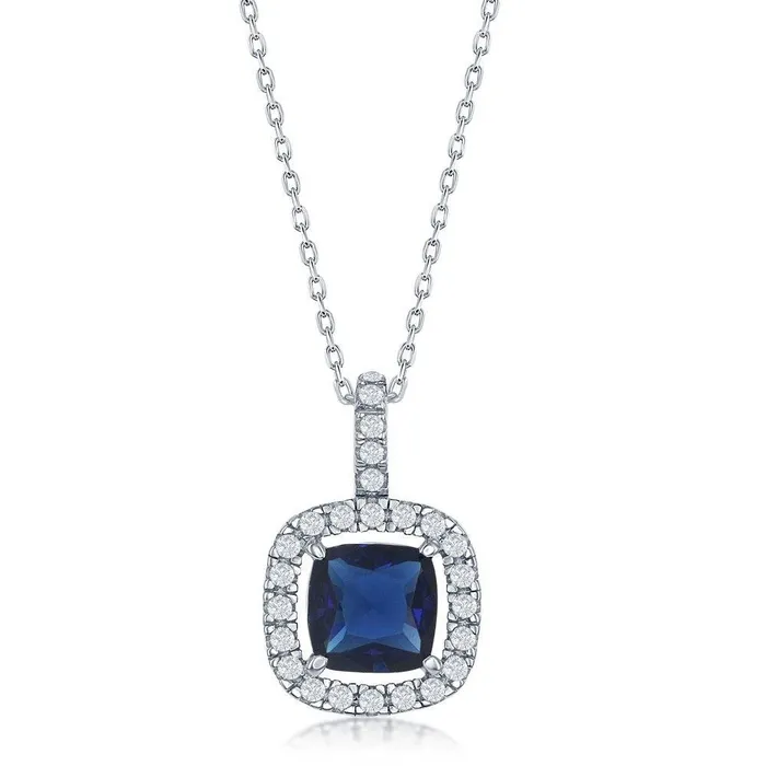 Earrings Sterling Silver Genuine Blue Sapphire Stud Pendant Classic