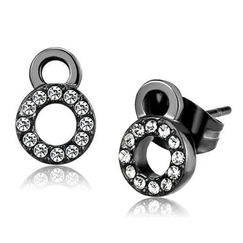 Earrings TK2856 IP Light Black IP Gun Stainless Steel Earrings with Top Grade Crystal in Clear Alamode Earrings TK2856 IP Light Black IP Gun Stainless Steel Earrings with Top Grade Crystal in Clear Alamode