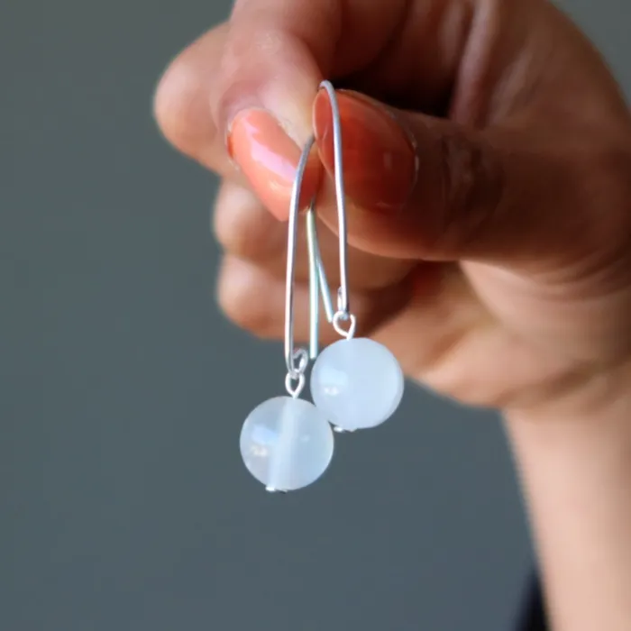 Earrings White Calcite Earrings Clear Mind Healing Crystals Satin Crystals