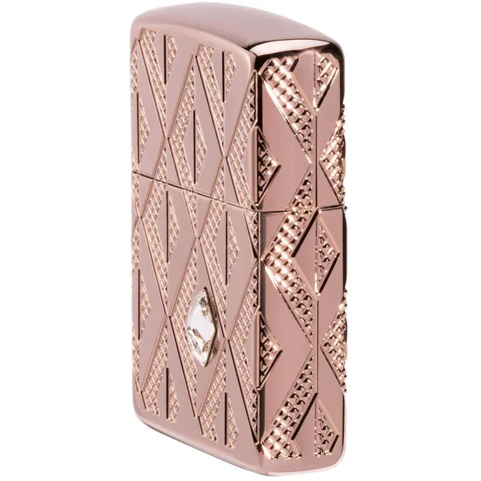 Earrings Zippo Zippo Windproof Lighter Armor Geometric Diamond Pattern Design Rose Gold 49702