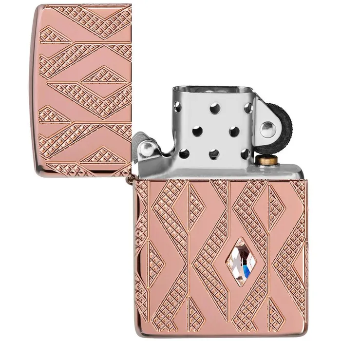 Earrings Zippo Zippo Windproof Lighter Armor Geometric Diamond Pattern Design Rose Gold 49702