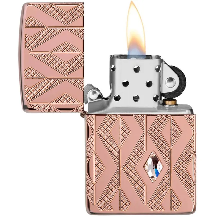 Earrings Zippo Zippo Windproof Lighter Armor Geometric Diamond Pattern Design Rose Gold 49702