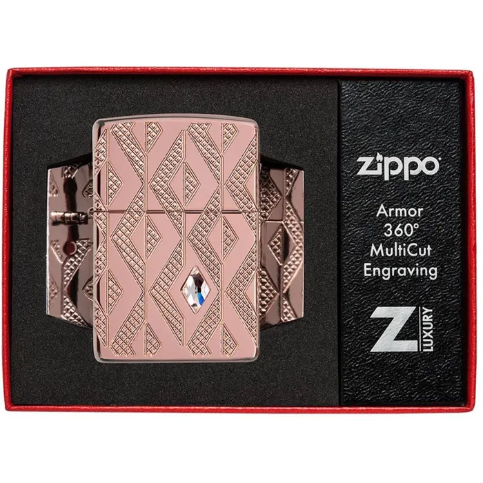Earrings Zippo Zippo Windproof Lighter Armor Geometric Diamond Pattern Design Rose Gold 49702