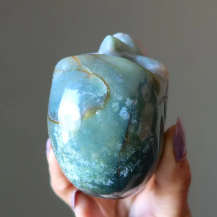 Fancy Jasper Skull Mister Uppity Crystal Figurine Satin Crystals Rings