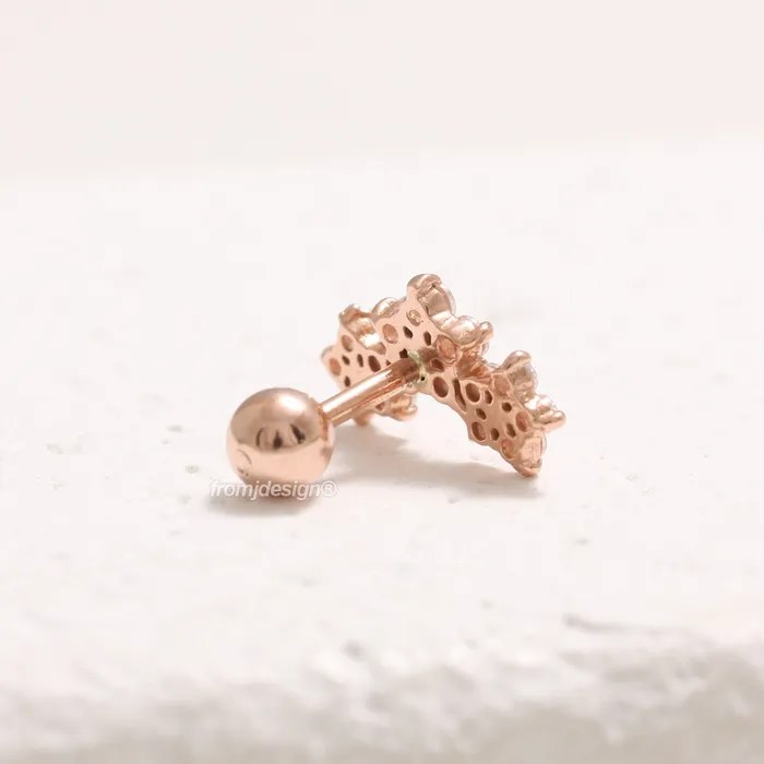 from J Shop Earrings CZ Triple Flower Ear Piercing