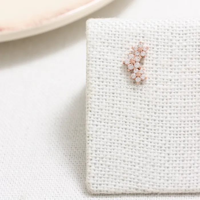 from J Shop Earrings CZ Triple Flower Ear Piercing