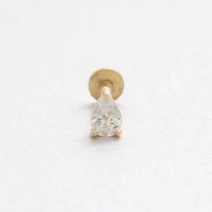 from J Shop Earrings Pear Cut Diamond Prongs Labret
