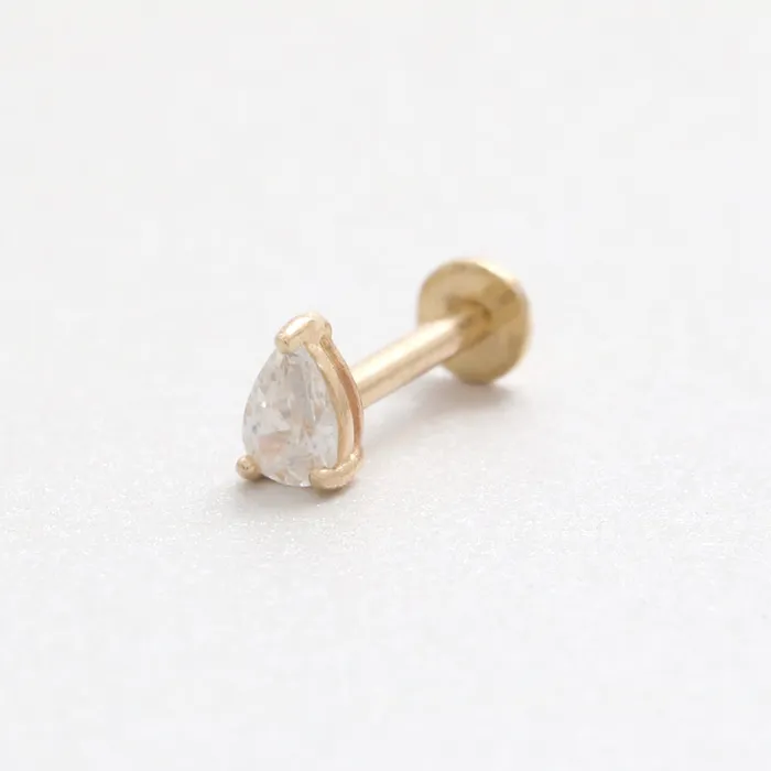 from J Shop Earrings Pear Cut Diamond Prongs Labret from J Shop Earrings Pear Cut Diamond Prongs Labret