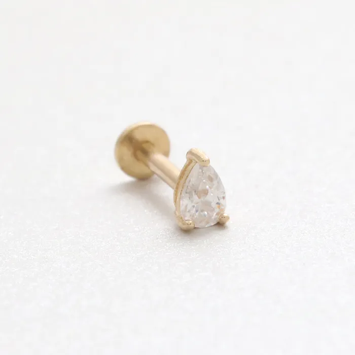 from J Shop Earrings Pear Cut Diamond Prongs Labret from J Shop Earrings Pear Cut Diamond Prongs Labret