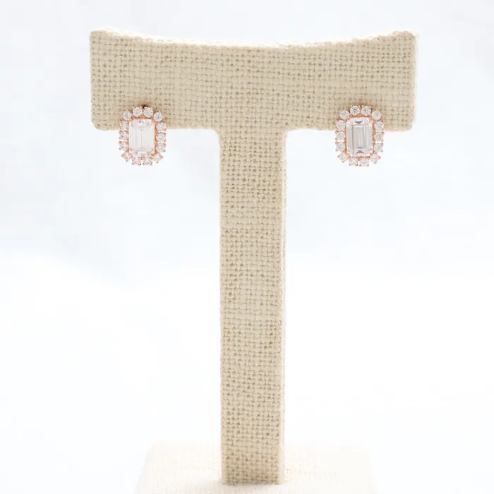 from J Shop Emerald Cut CZ Huggie Earrings Earrings