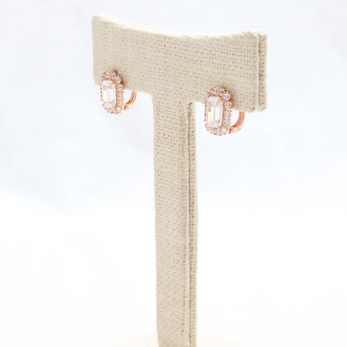 from J Shop Emerald Cut CZ Huggie Earrings Earrings