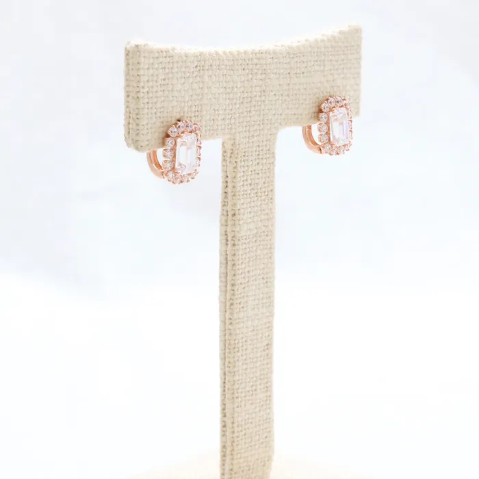 from J Shop Emerald Cut CZ Huggie Earrings Earrings