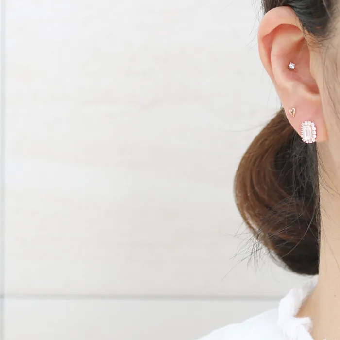 from J Shop Emerald Cut CZ Huggie Earrings Earrings