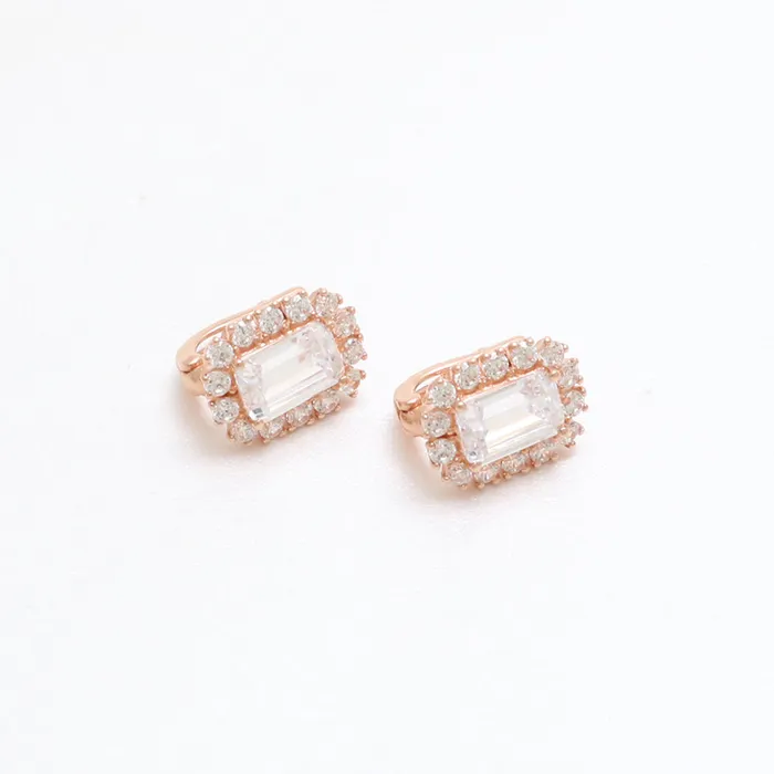 from J Shop Emerald Cut CZ Huggie Earrings Earrings
