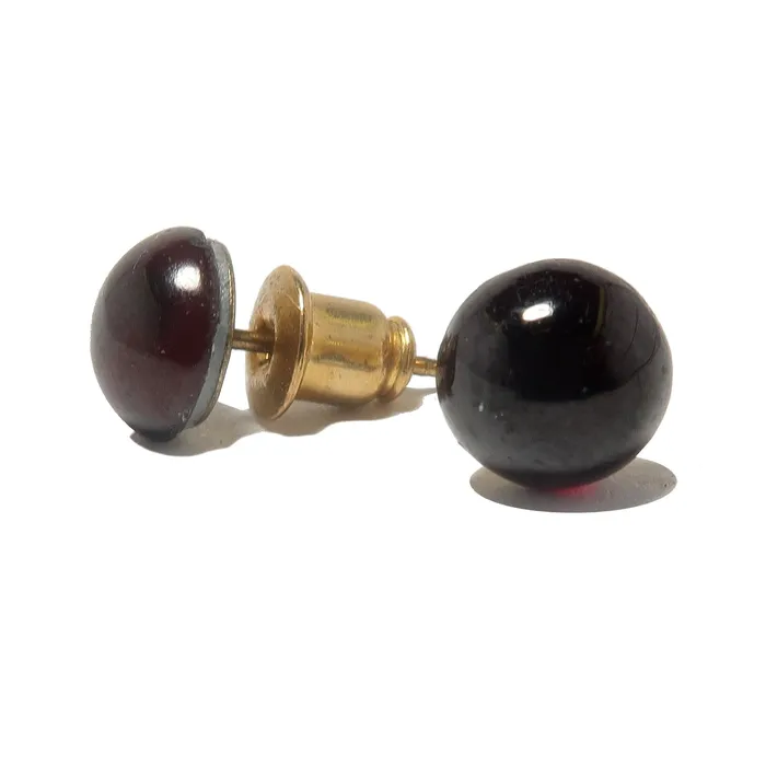 Garnet Earrings Radiant Soul Red Gemstone Studs Satin Crystals Earrings