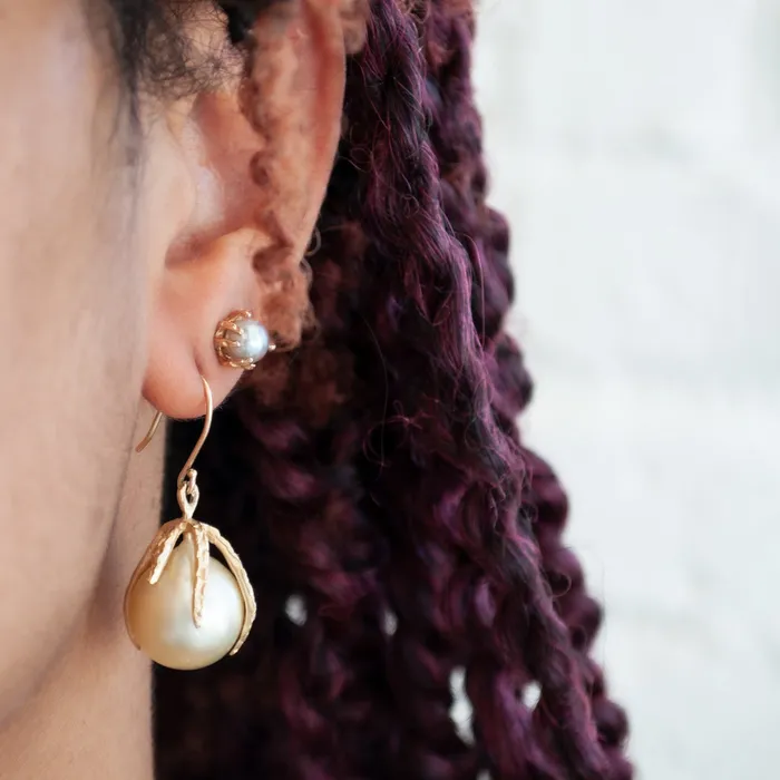 Gold Stingray Akoya Pearl Studs Lauren Wolf Jewelry Earrings