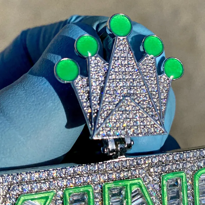 Harlem Bling Necklaces King Pendant 925 Sterling Silver Glow In The Dark Iced Flooded Out CZ Harlem Bling Necklaces King Pendant 925 Sterling Silver Glow In The Dark Iced Flooded Out CZ