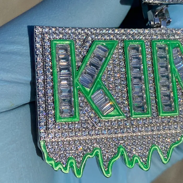 Harlem Bling Necklaces King Pendant 925 Sterling Silver Glow In The Dark Iced Flooded Out CZ Harlem Bling Necklaces King Pendant 925 Sterling Silver Glow In The Dark Iced Flooded Out CZ
