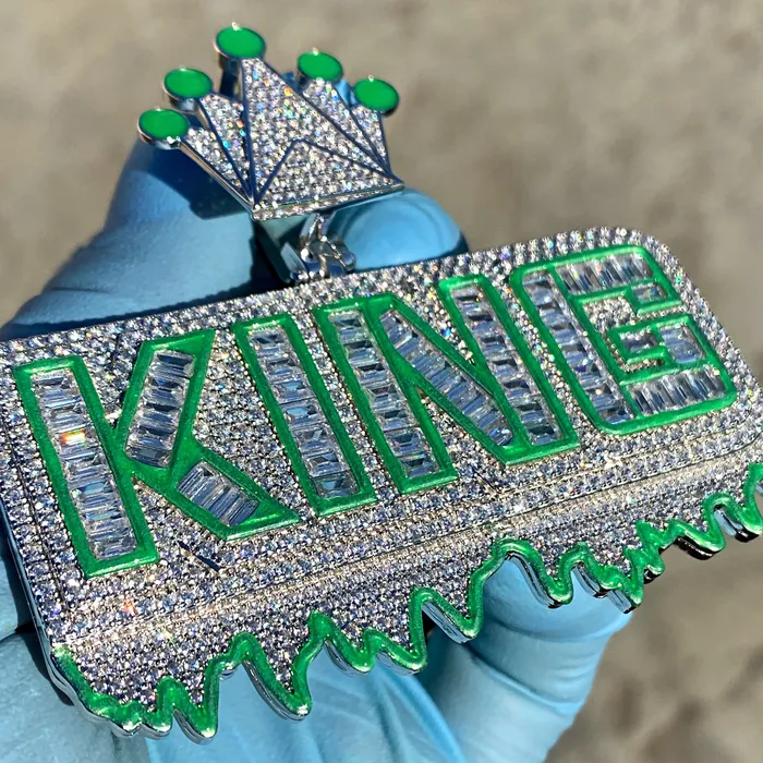 Harlem Bling Necklaces King Pendant 925 Sterling Silver Glow In The Dark Iced Flooded Out CZ Harlem Bling Necklaces King Pendant 925 Sterling Silver Glow In The Dark Iced Flooded Out CZ