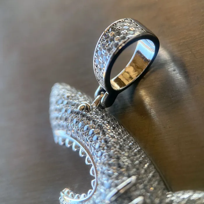 HB Necklaces 925 Sterling Silver Shark Iced Hip Hop Pendant CZ Flooded Out 2 HB Necklaces 925 Sterling Silver Shark Iced Hip Hop Pendant CZ Flooded Out 2