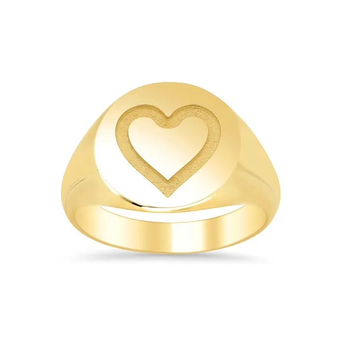 Heart Round Ladies Signet Ring deBebians Rings