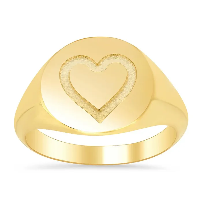 Heart Round Ladies Signet Ring deBebians Rings Heart Round Ladies Signet Ring deBebians Rings