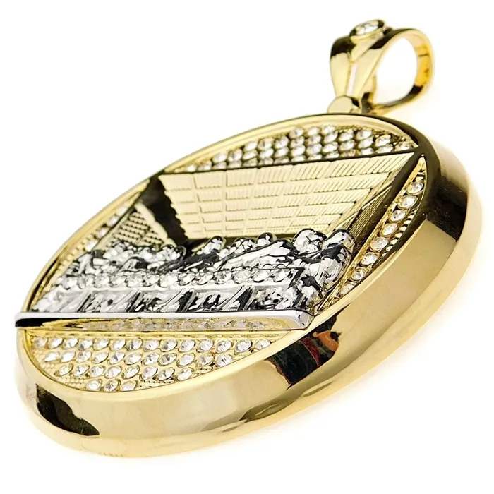 Huge Last Supper Gold and Silver Finish Round Medallion Pendant Bling Cartel Admin Necklaces Huge Last Supper Gold and Silver Finish Round Medallion Pendant Bling Cartel Admin Necklaces
