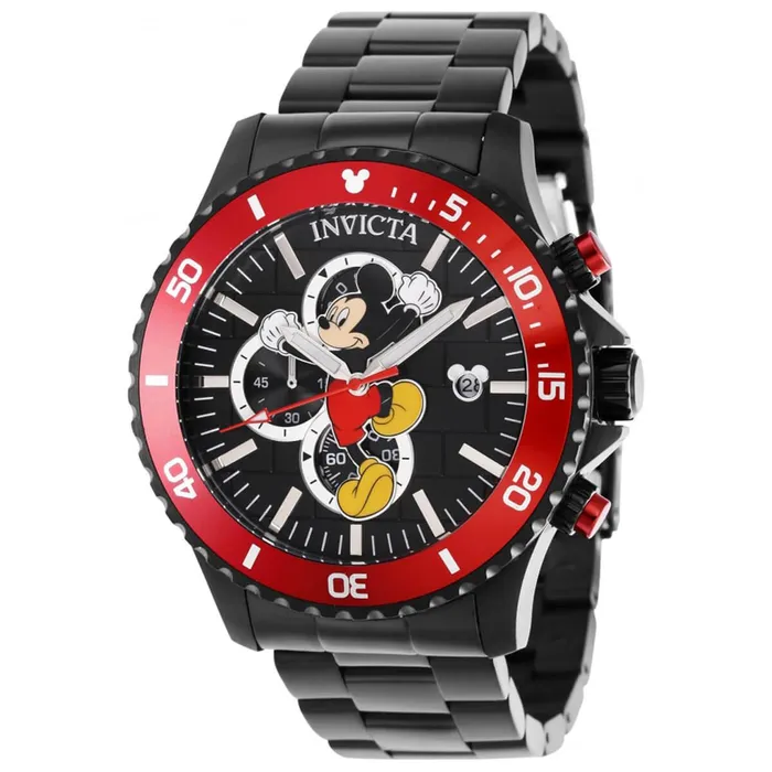 Invicta Bracelets Invicta Mens Chronograph Watch Disney Mickey Mouse Black Bracelet 39522