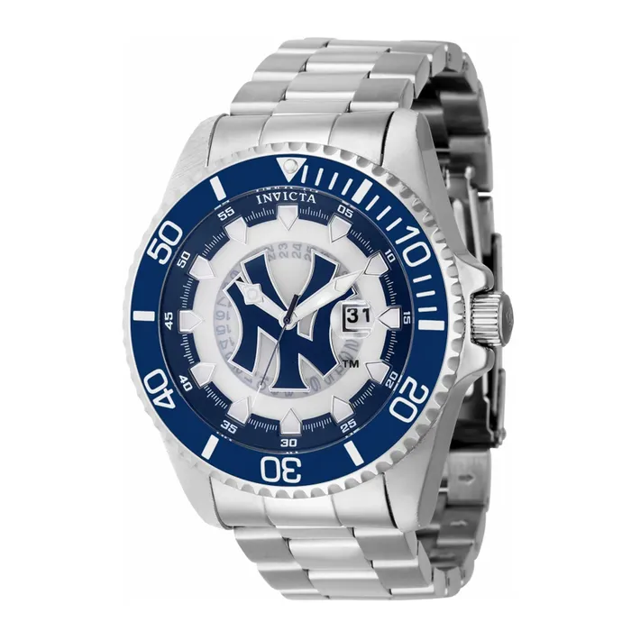 Invicta Bracelets Invicta Mens Watch MLB New York Yankees Date Display Silver Steel Bracelet 43472