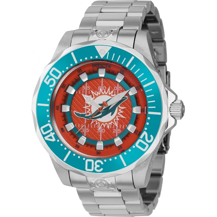 Invicta Bracelets Invicta Mens Watch NFL Miami Dolphins Dial Rotating Bezel Silver Bracelet 42128 Invicta Bracelets Invicta Mens Watch NFL Miami Dolphins Dial Rotating Bezel Silver Bracelet 42128