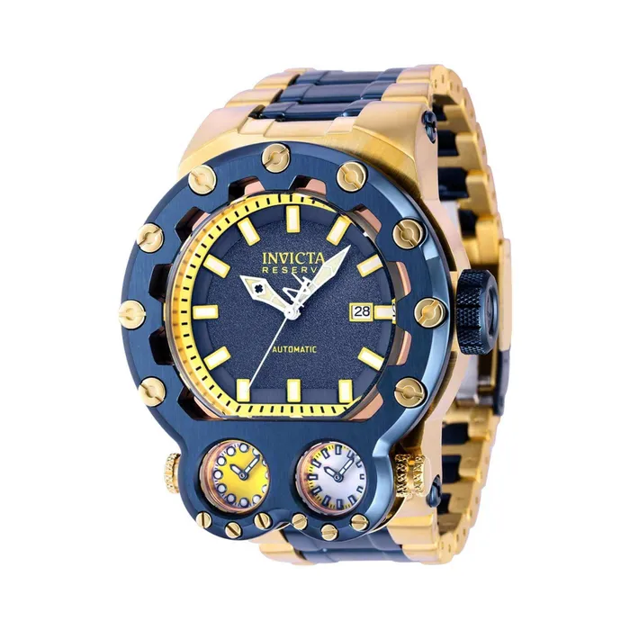 Invicta Bracelets Invicta Mens Watch Reserve Magnum Tria Dark Blue and Yellow Dial Bracelet 37557 Invicta Bracelets Invicta Mens Watch Reserve Magnum Tria Dark Blue and Yellow Dial Bracelet 37557