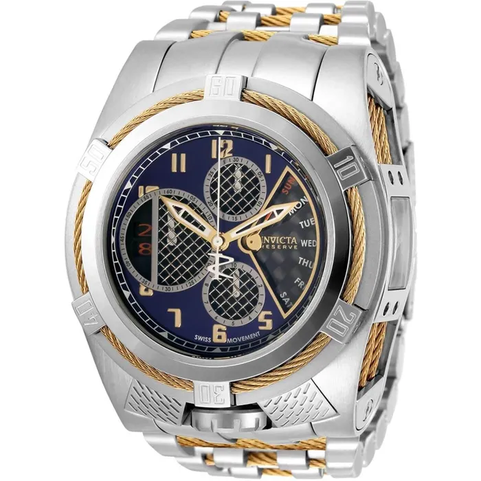 Invicta Invicta Mens Chronograph Watch Reserve Bolt Blue and Black Dial Bracelet 31624 Bracelets