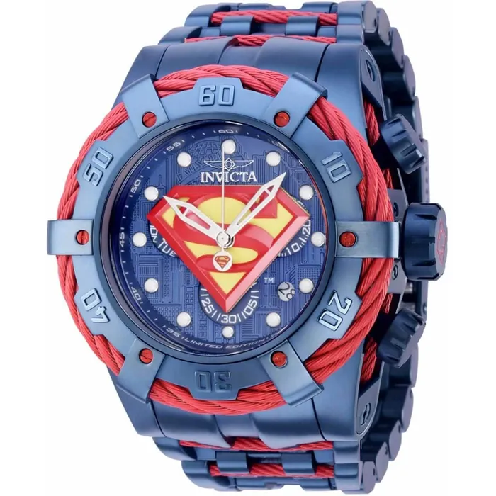 Invicta Invicta Mens Watch DC Comics Superman Chronograph Dark Blue SS Bracelet 35673 Bracelets