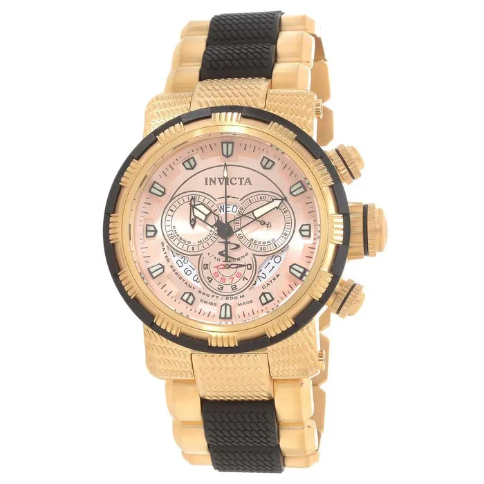 Invicta Mens Chronograph Watch Reserve Yellow Steel Black Polyurethane Bracelet Invicta Bracelets Invicta Mens Chronograph Watch Reserve Yellow Steel Black Polyurethane Bracelet Invicta Bracelets
