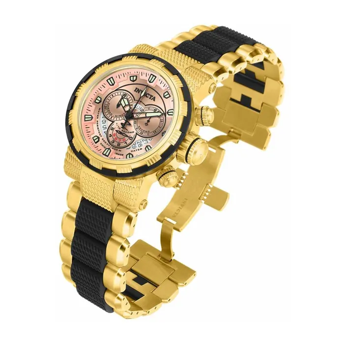 Invicta Mens Chronograph Watch Reserve Yellow Steel Black Polyurethane Bracelet Invicta Bracelets Invicta Mens Chronograph Watch Reserve Yellow Steel Black Polyurethane Bracelet Invicta Bracelets