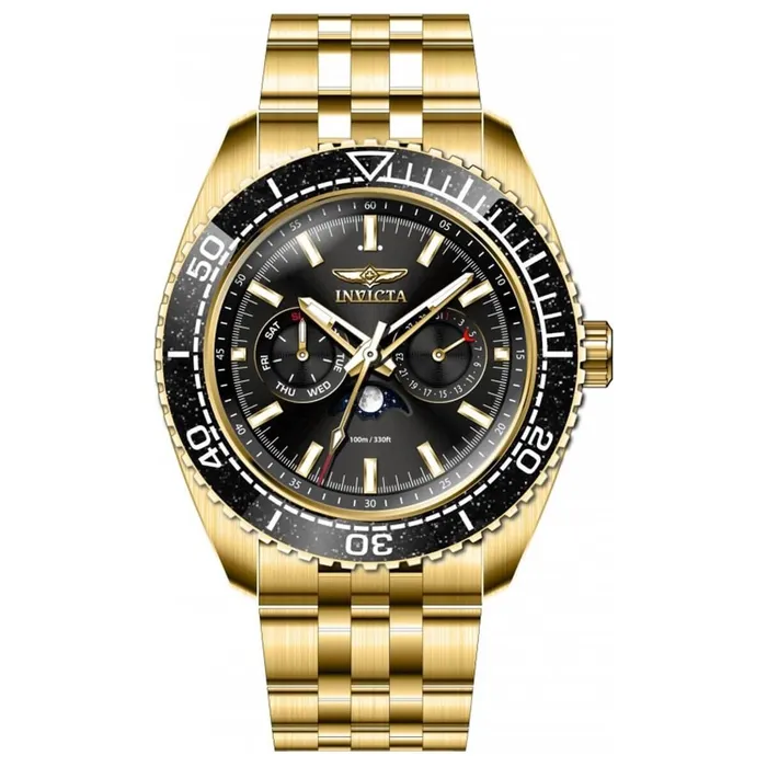 Invicta Mens Quartz Watch Pro Diver Black Dial Yellow Gold Case Bracelet 33561 Invicta Bracelets Invicta Mens Quartz Watch Pro Diver Black Dial Yellow Gold Case Bracelet 33561 Invicta Bracelets