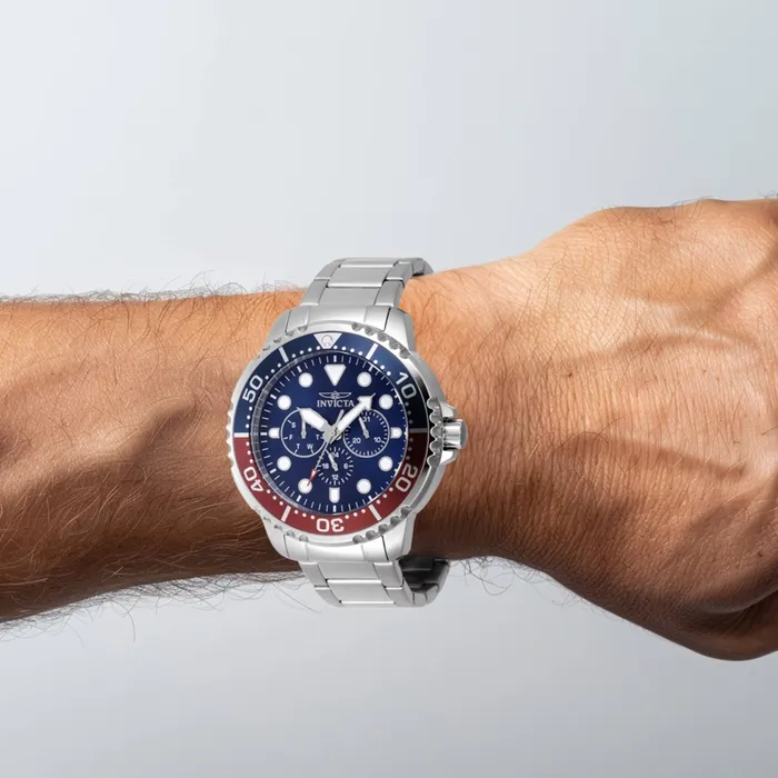 Invicta Mens Watch Pro Diver Blue and Red Rotating Bezel Steel Bracelet 47227 Invicta Bracelets Invicta Mens Watch Pro Diver Blue and Red Rotating Bezel Steel Bracelet 47227 Invicta Bracelets