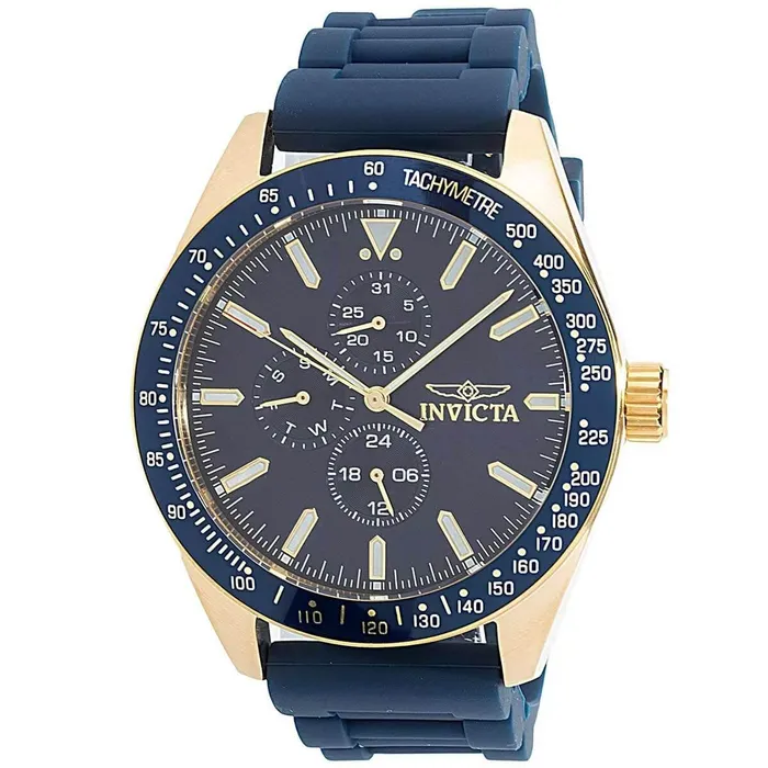Invicta Watches Invicta Mens Watch Aviator DayDate Yellow Gold Case Blue Bezel Strap 38403 Invicta Watches Invicta Mens Watch Aviator DayDate Yellow Gold Case Blue Bezel Strap 38403