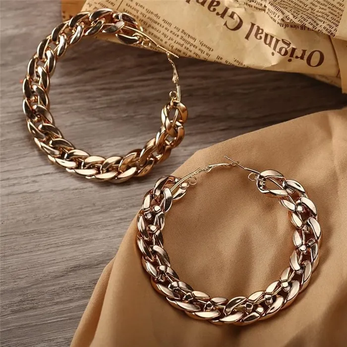 Jewelhery Earrings Vintage Cuban Hoop Earrings