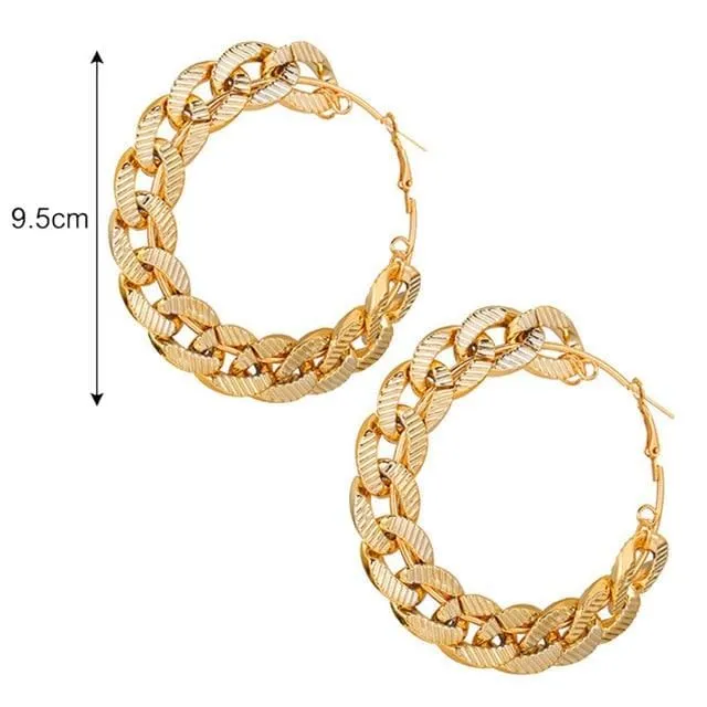Jewelhery Earrings Vintage Cuban Hoop Earrings