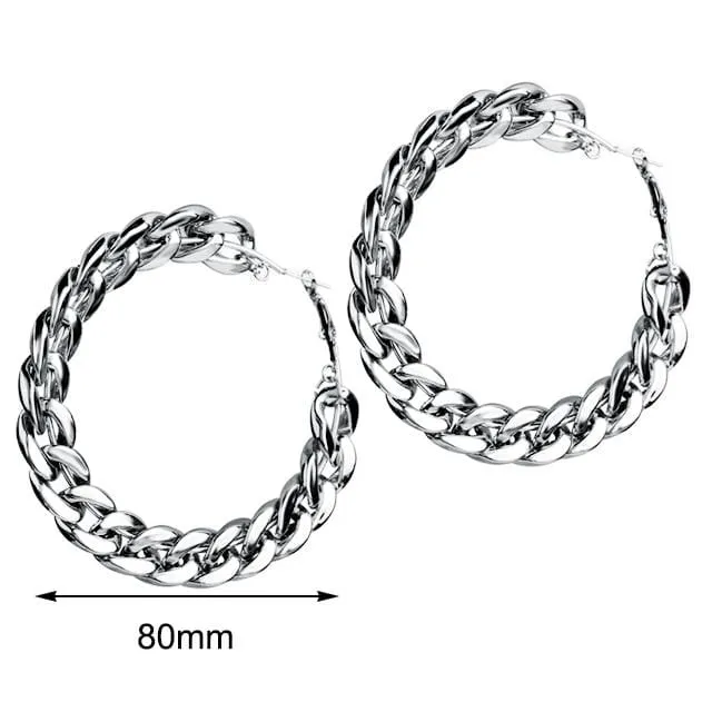 Jewelhery Earrings Vintage Cuban Hoop Earrings