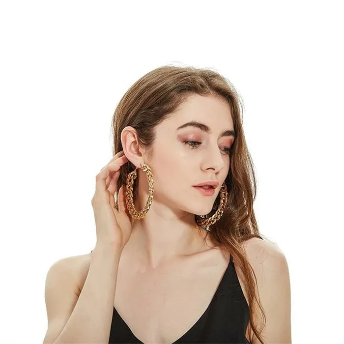 Jewelhery Earrings Vintage Cuban Hoop Earrings