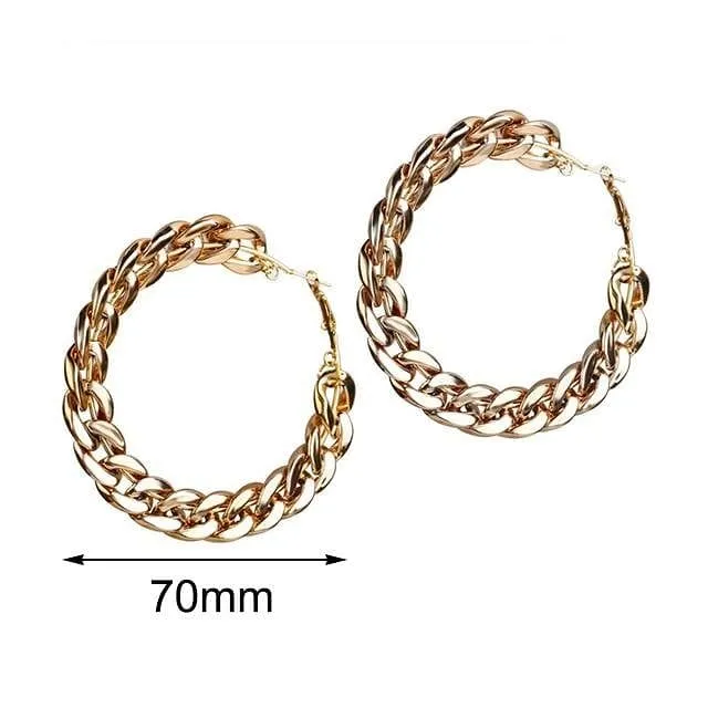 Jewelhery Earrings Vintage Cuban Hoop Earrings