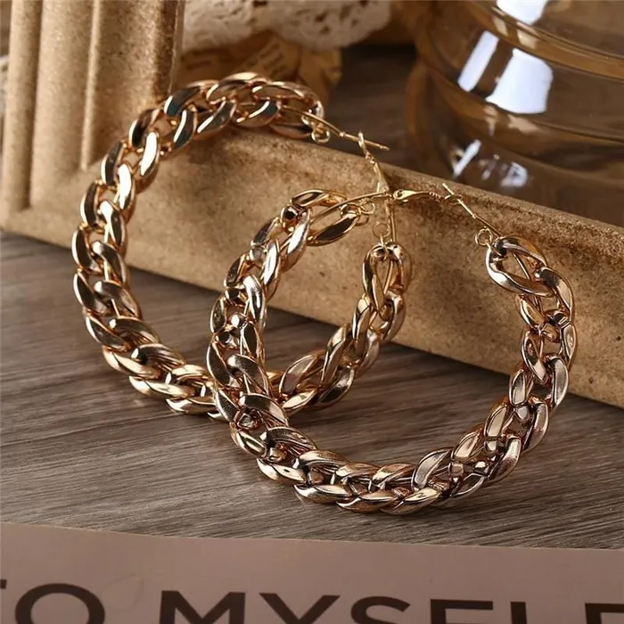 Jewelhery Earrings Vintage Cuban Hoop Earrings